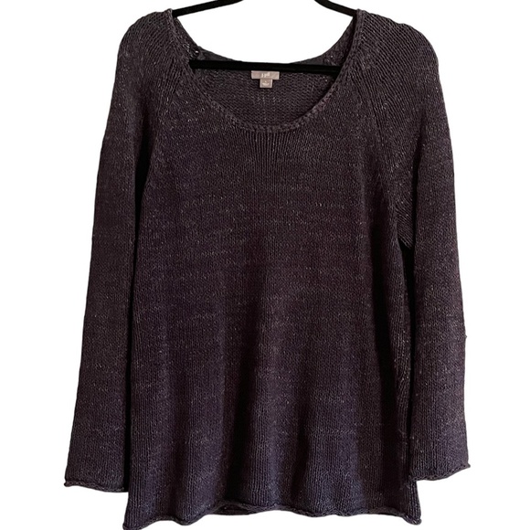 J. Jill  Sweater L Blue Knit Metallic Neutral Cozy Minimalist Preppy Academia - Picture 1 of 15